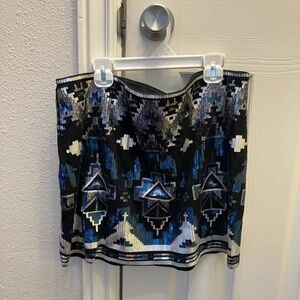 Express Sequins Aztec Mini Skirt